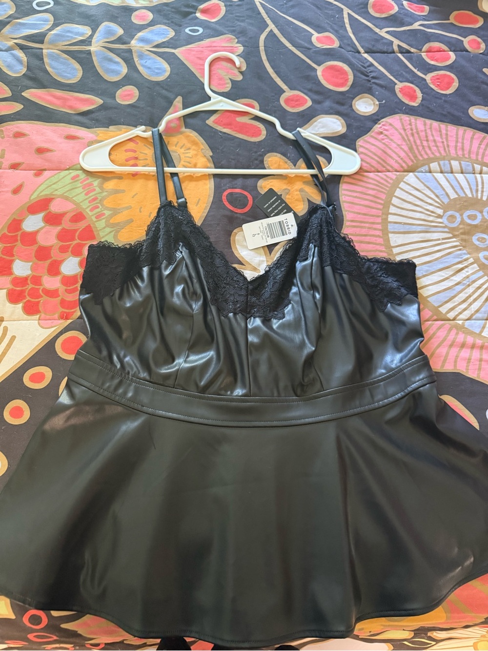 torrid Black Faux Leather Lace-Trim Camisole